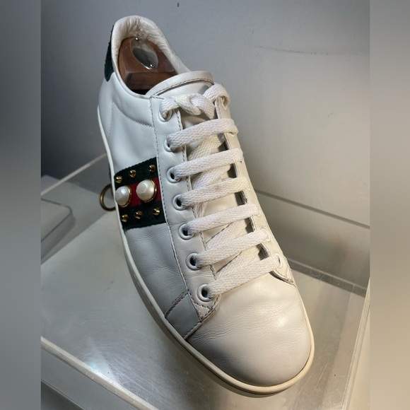 GUCCI ace peral studded white Snearkers with spikes sz 39.5 made in italy - Picture 11 of 16